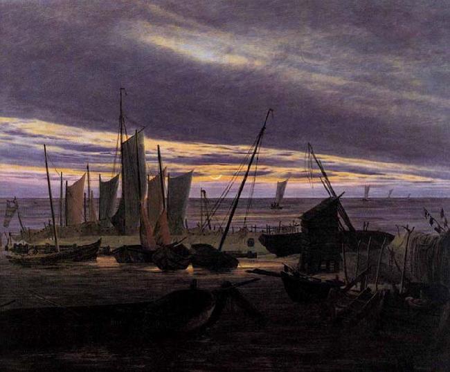 Caspar David Friedrich Boats in the Harbour at Evening Germany oil painting art